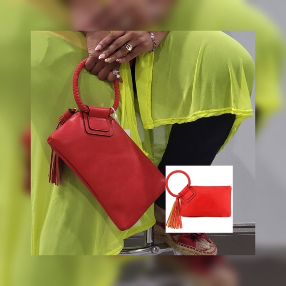 New  Vegan Clutch Handbag- Red - Picture 5 of 11